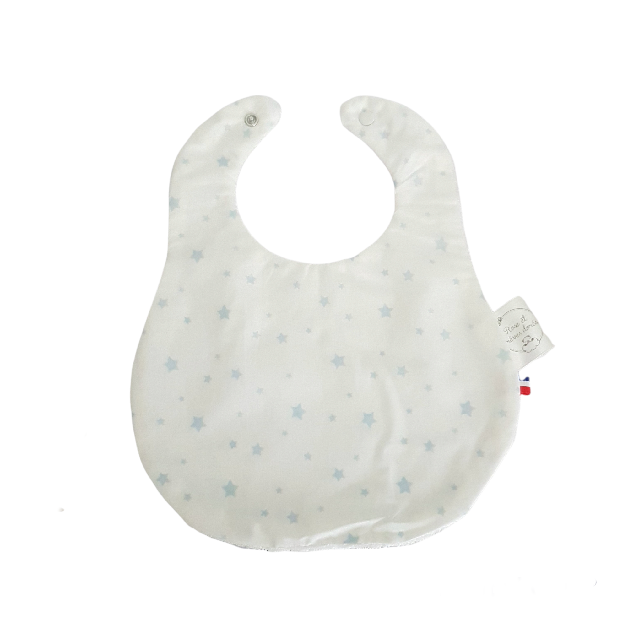 Rose et rêves dorés Bavoirs collection Dragée bavoir bébé blanc et bleu ciel absorbant