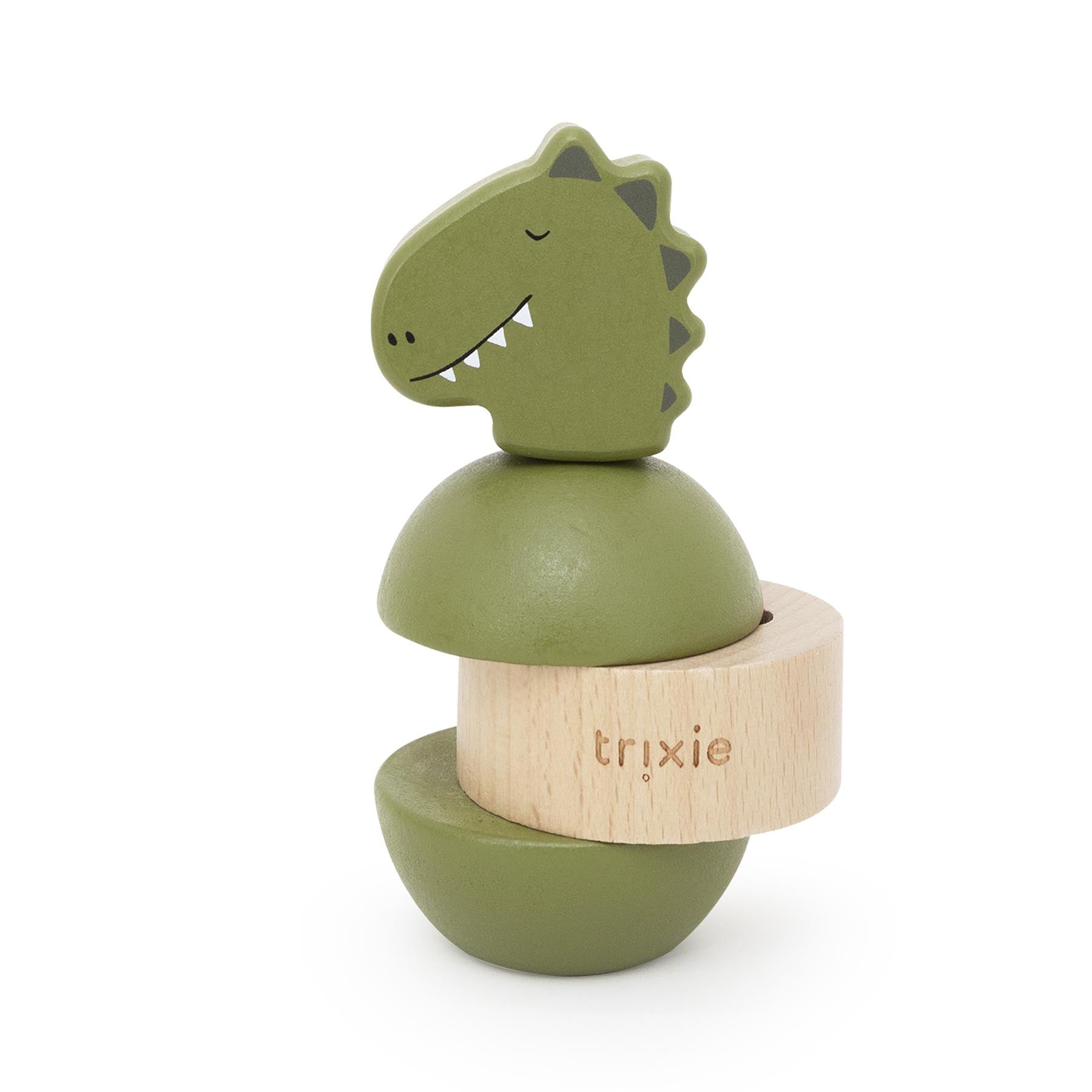 Trixie Baby Jouets à empiler jouet d’empilage avec hochet Mr. Dino en bois