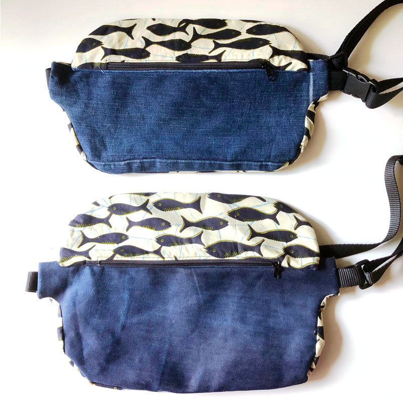 Piolou Le Sac Banane La banane wax écrue fish sac banane PM