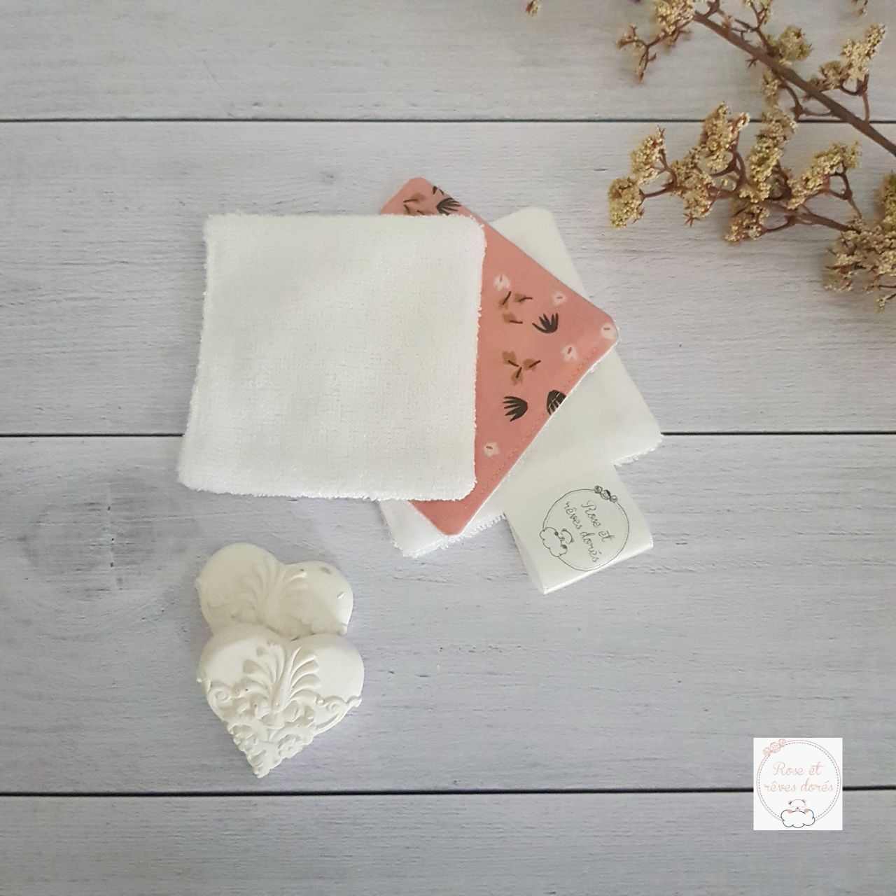 Rose et rêves dorés Lingettes, serviette visage, gants Lots de lingettes collection Sucre d’orge