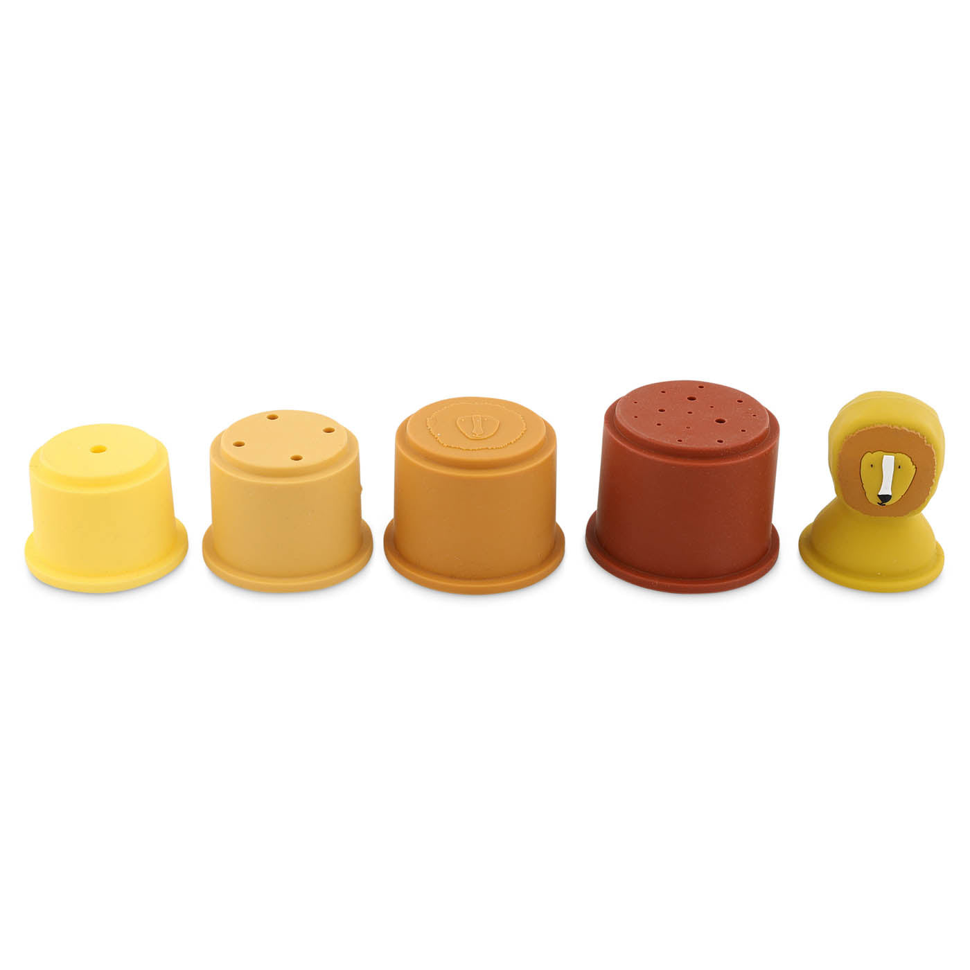 Trixie Baby Jouets à empiler Gobelets empilables 5 pièces Mrs. Lion en silicone