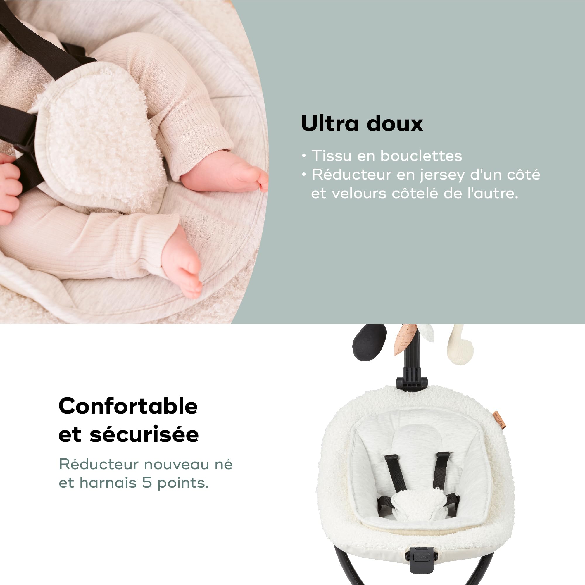 Babymoov Swoon Evolution Curl White balancelle électrique bébé