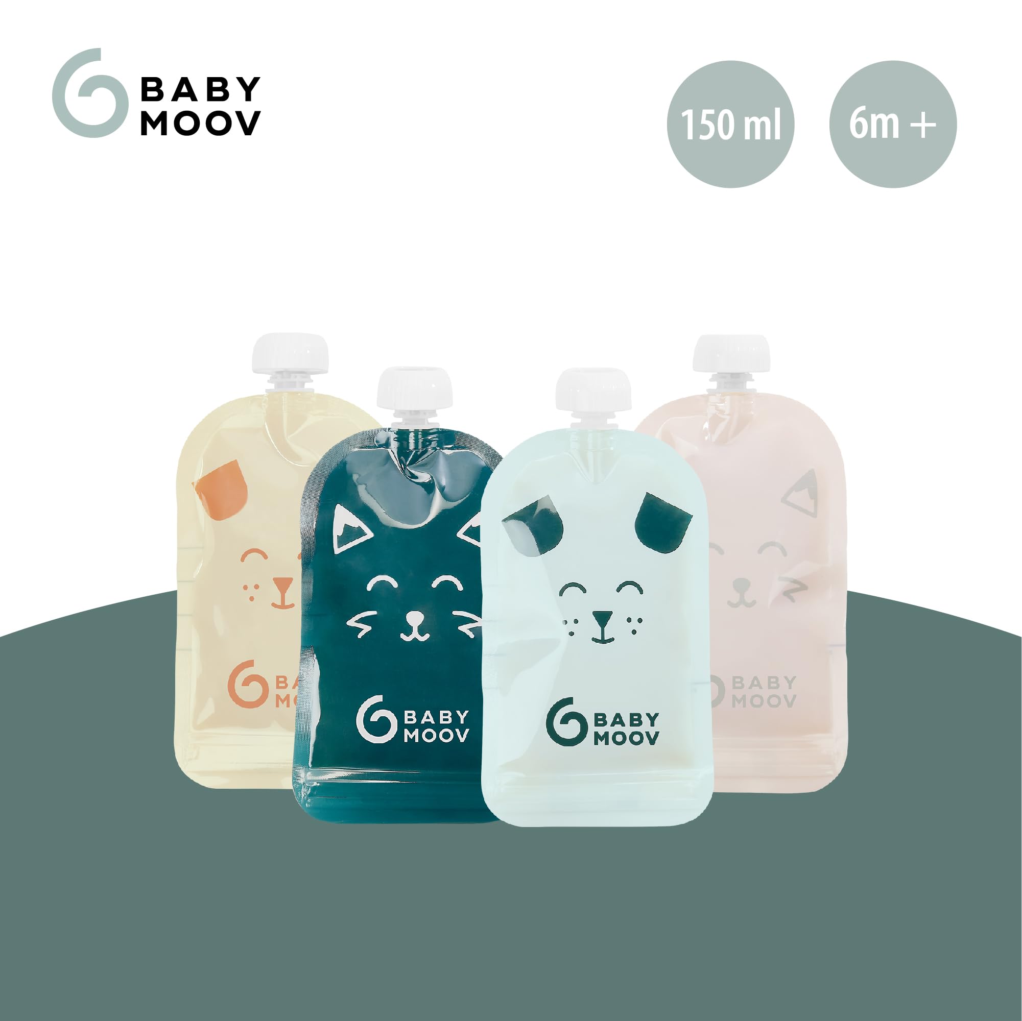 Babymoov Isy Babybols gourdes réutilisables 150 ml, lot de 20 sans BPA