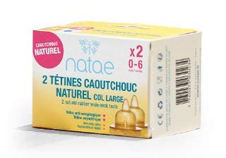 Natae Tétines tétine col large 0-6 mois en caoutchouc naturel anti-coliques