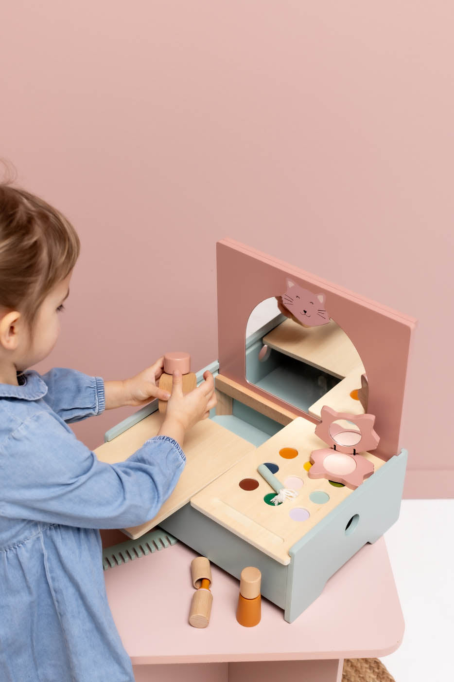 Trixie Baby Jeu symbolique Coiffeuse avec miroir bois