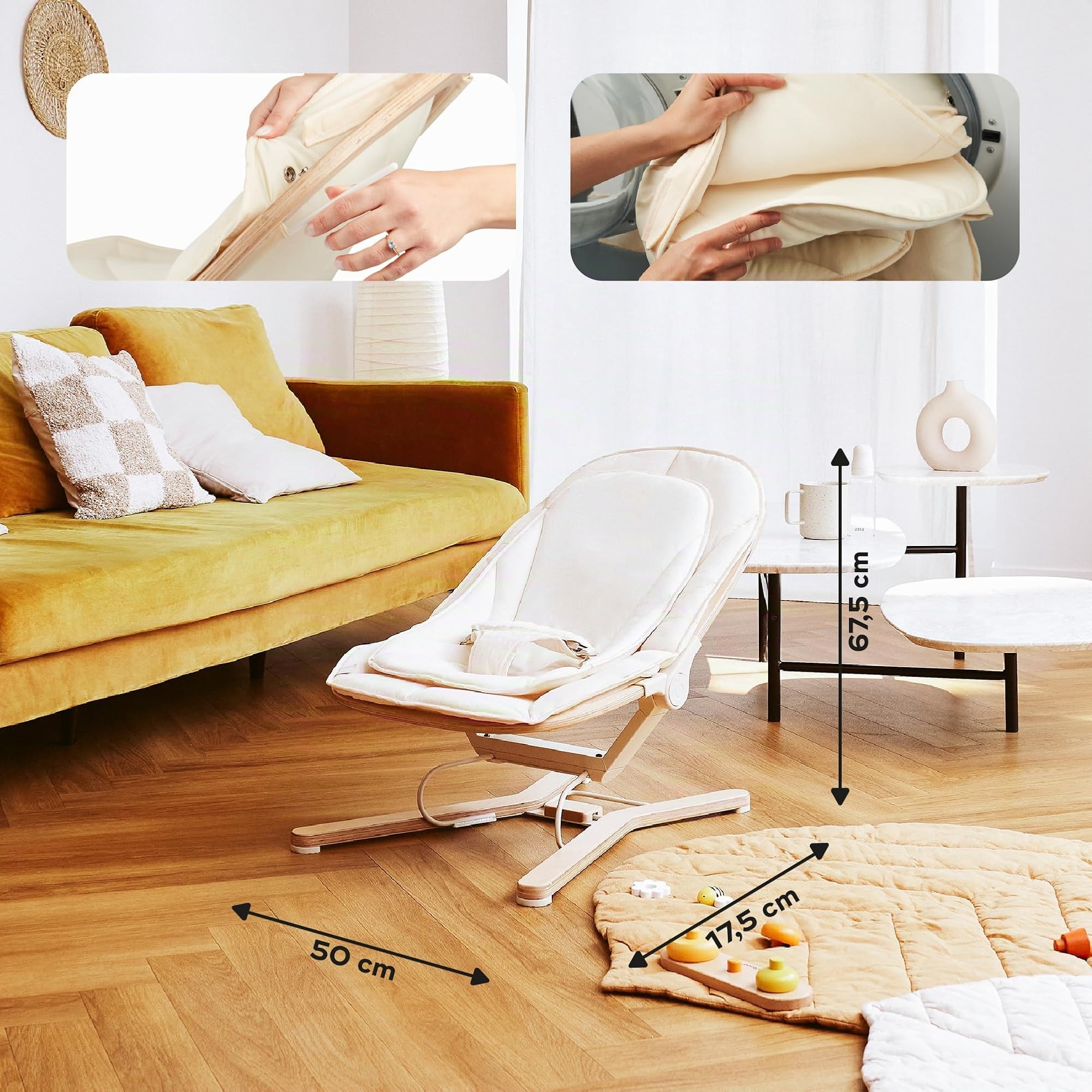 Babymoov Swoon Flow transat bébé évolutif beige bois jusqu’à 18 kg