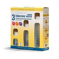 Natae Biberons coffret de 3 biberons en verre col large