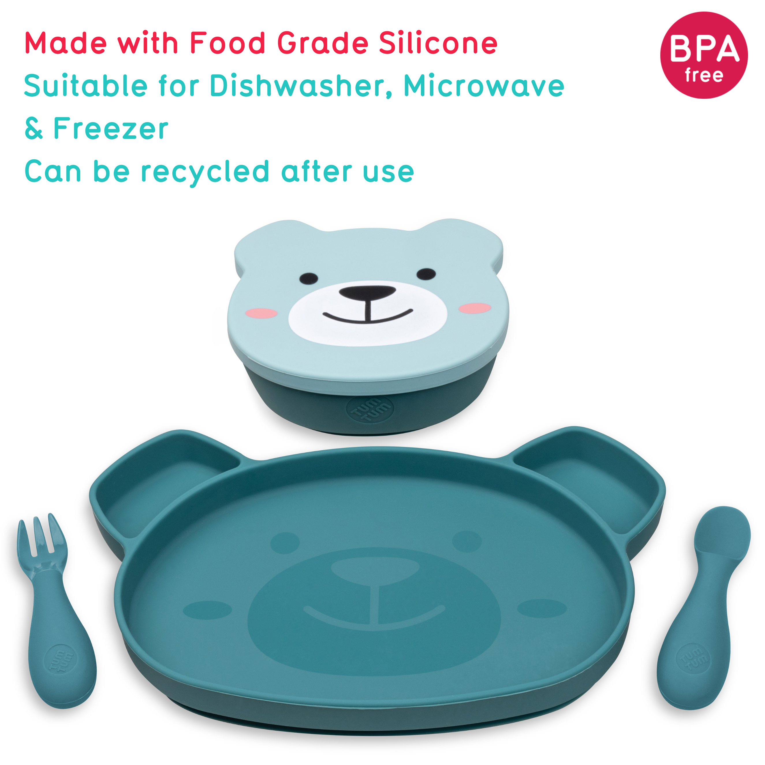 Tum Tum Weaning Baby Weaning Bibs Bundle Plus coffret repas bleu complet