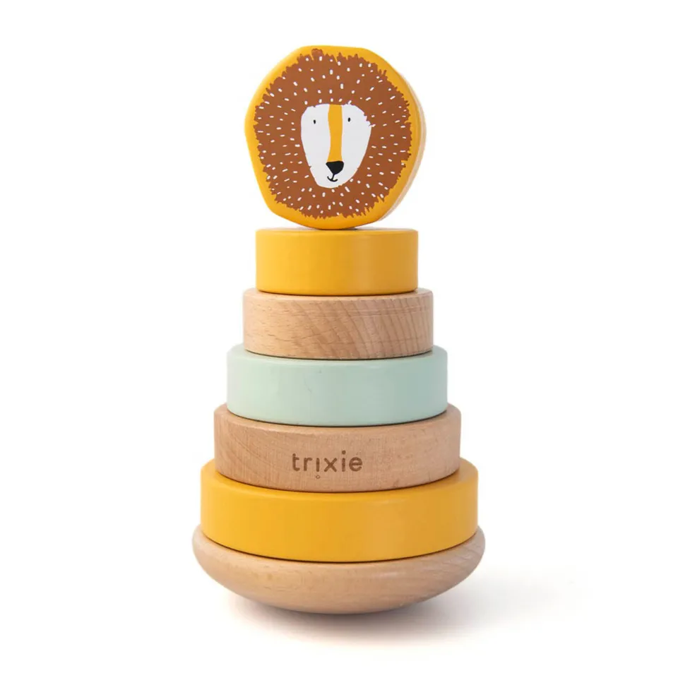 Trixie Baby Jouets à empiler tour à empiler en bois Mr. Lion FSC