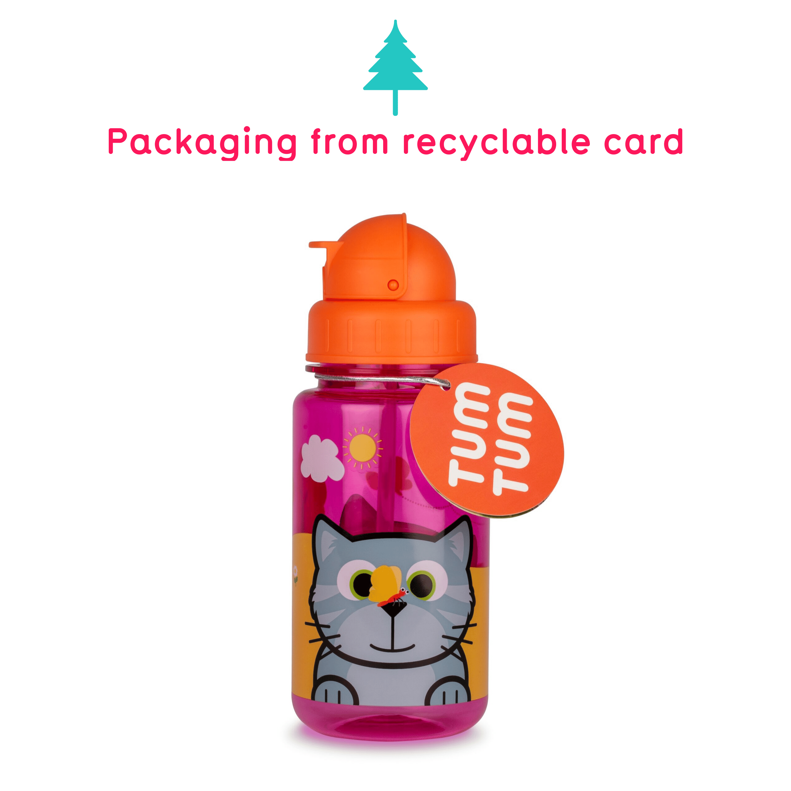 Tum Tum Water Bottles Bluebell the Cat gourde enfant 400 ml, avec paille