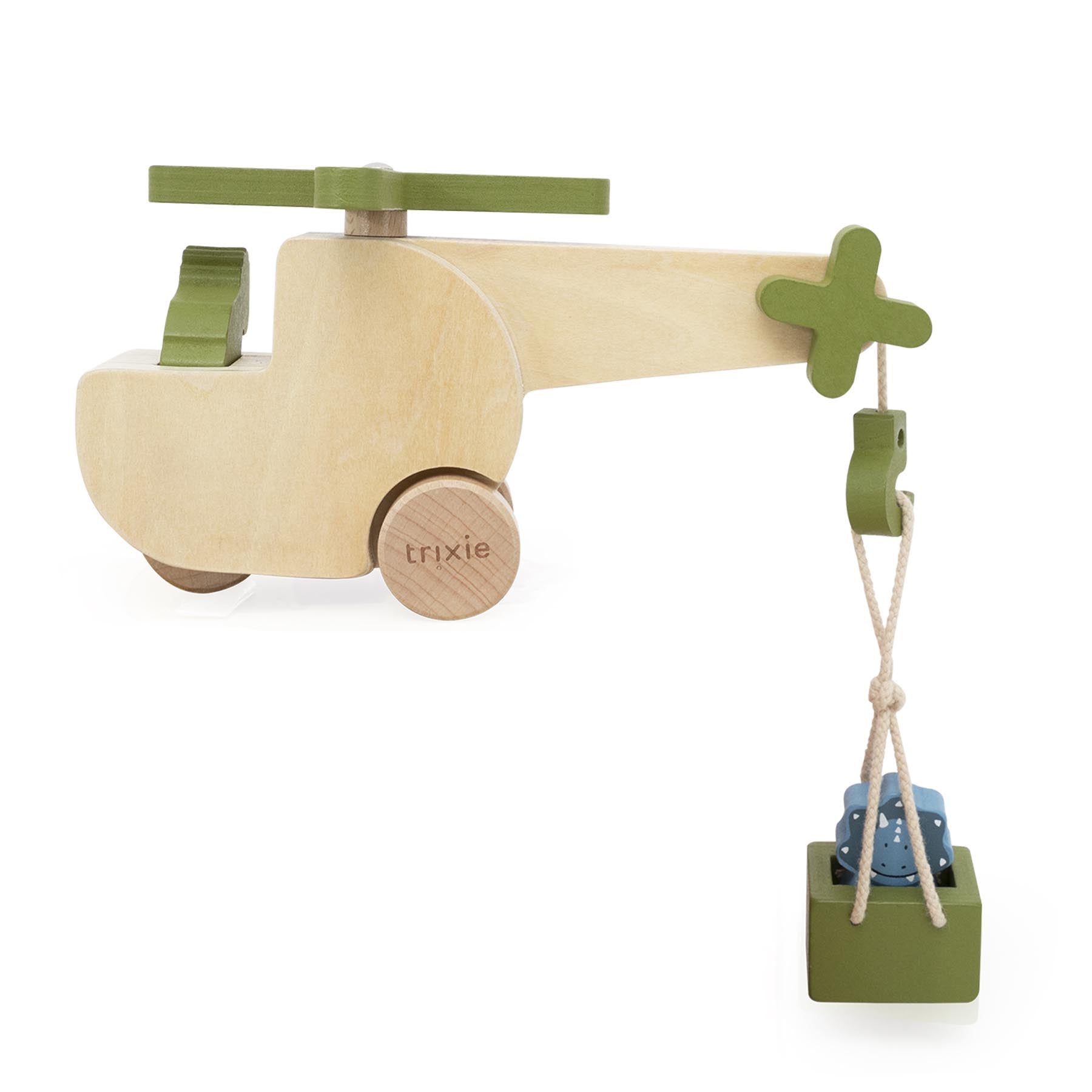 Trixie Baby Jouets à pousser et à tirer Hélicoptère d’animaux en bois FSC