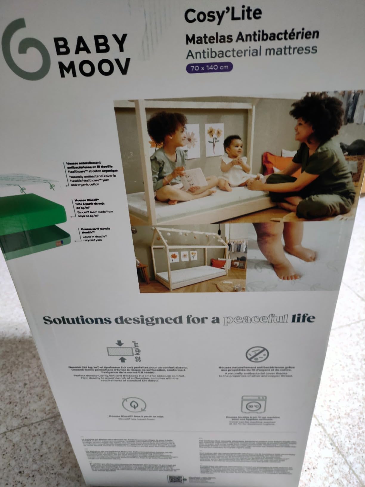 Babymoov Moov / Moov & Cosy'Lite Antibactérien matelas bébé 60 × 120 cm