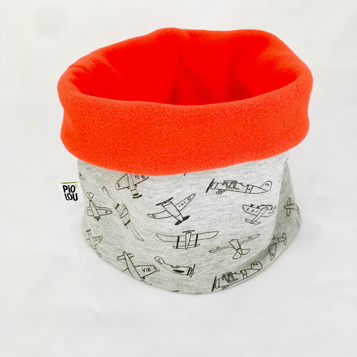 PIOLOU Le Tour de Cou Tour de cou enfant réversible rouge et gris motifs avion