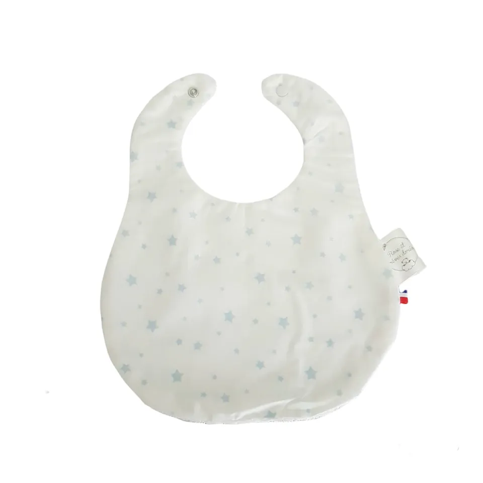Rose et rêves dorés Bavoirs collection Dragée bavoir bébé blanc et bleu ciel absorbant