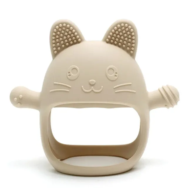 Baby-Crea Anneau de dentition bébé chat rose en silicone sans BPA