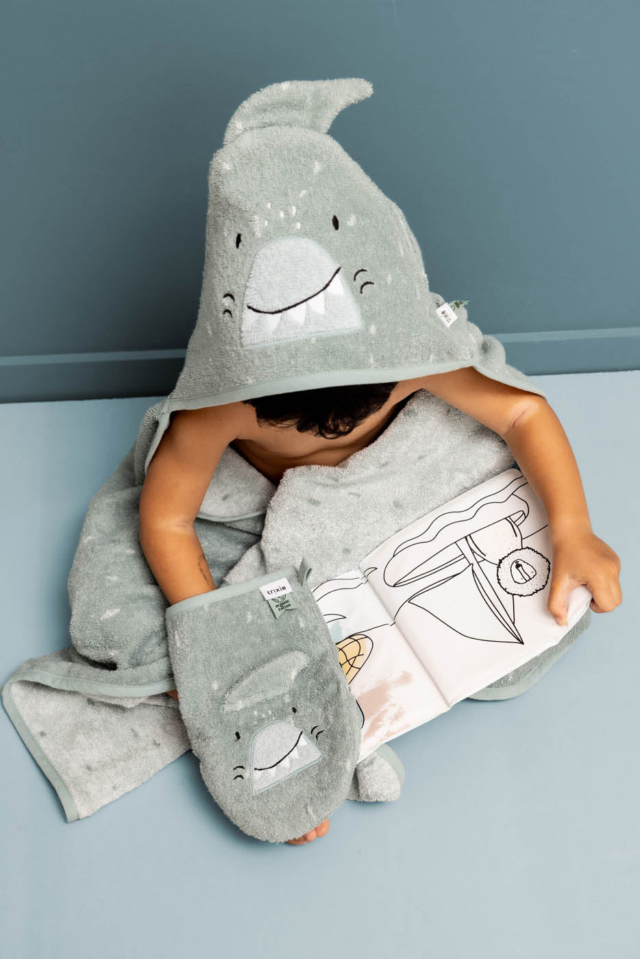 Trixie Baby Capes de bain Cape de bain 75x75 cm Mr. Shark coton bio