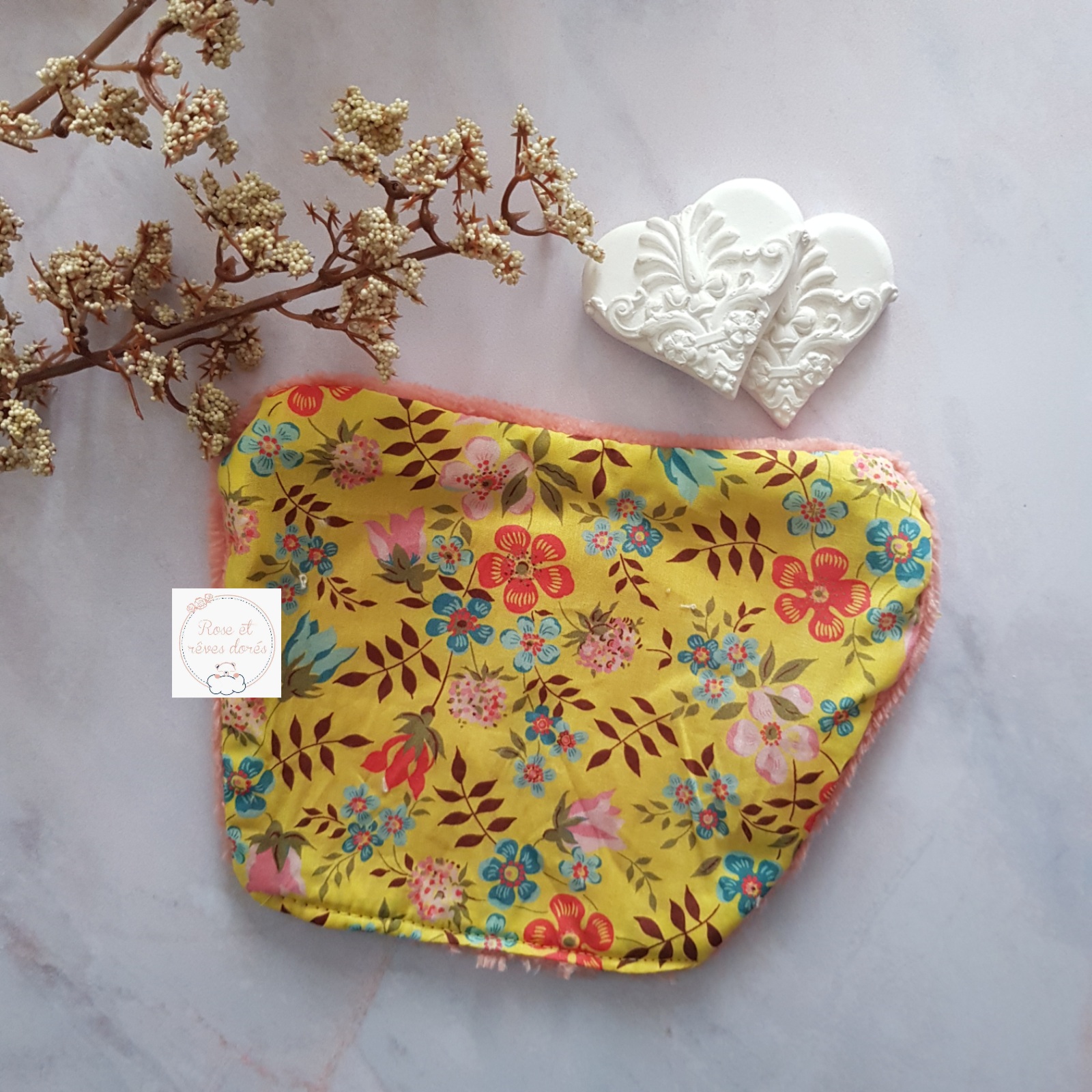 Rose et rêves dorés Fleur de lingettes Soleil coton bambou