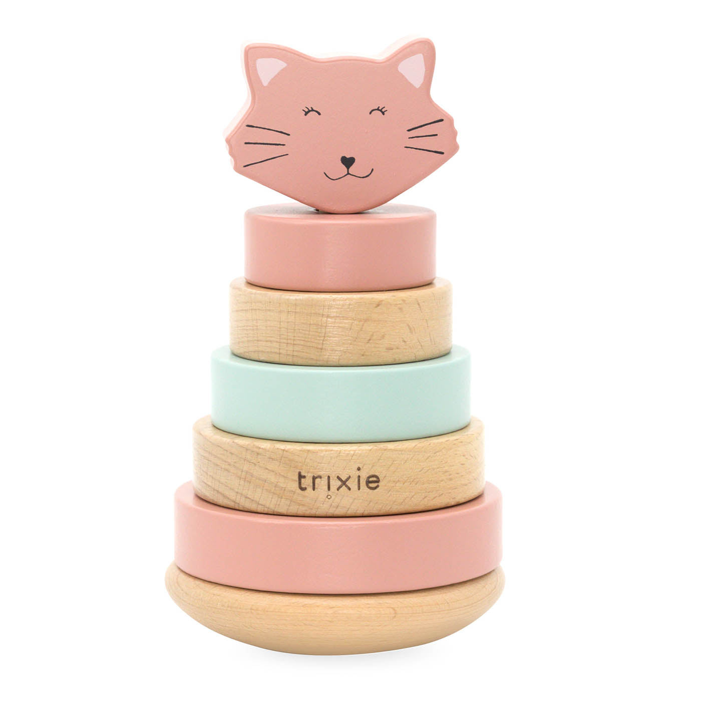 Trixie Baby Jouets à empiler Tour à empiler en bois Mrs. Cat