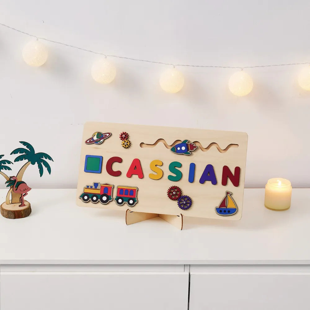 Baby-Crea Puzzle bébé en bois personnalisé puzzle prénom espace