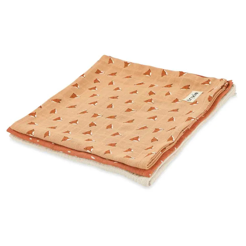 Trixie Baby Langes en mousseline Fierce Fox lot de 3 55 x 55 cm coton bio