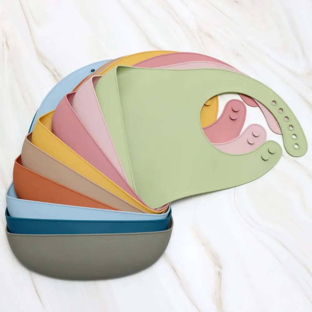 Baby-Crea Vaisselle Bébé Lot de 3 Bavoirs silicone garçon