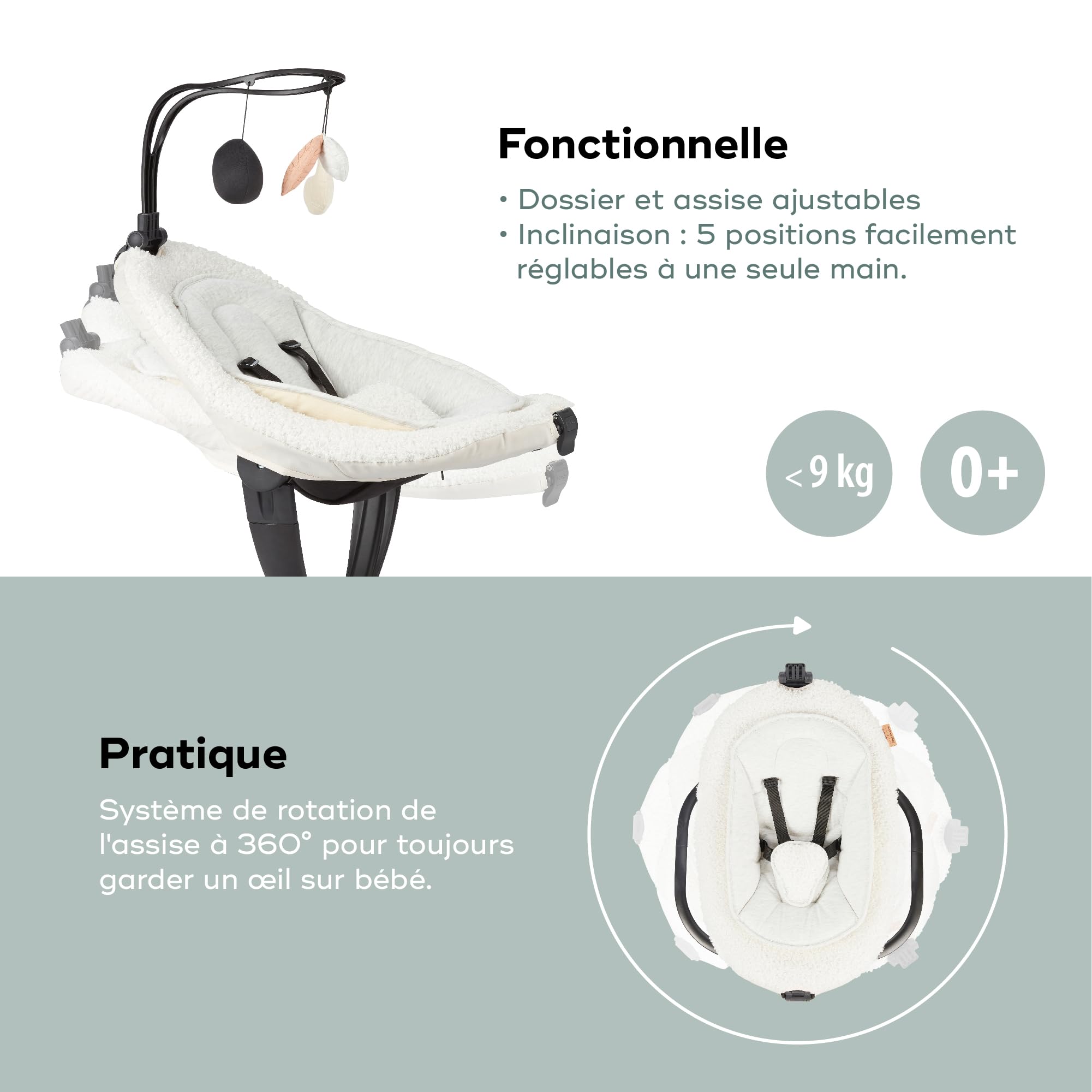Babymoov Swoon Evolution Curl White balancelle électrique bébé