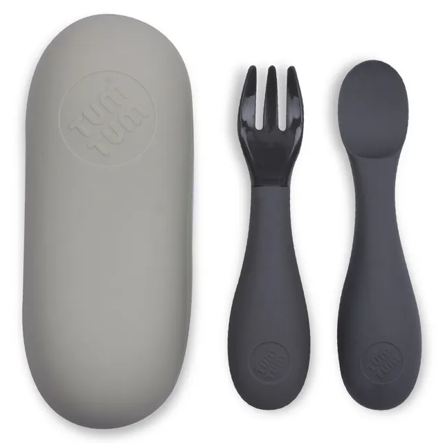 Tum Tum Cutlery couverts bébé gris avec étui de voyage
