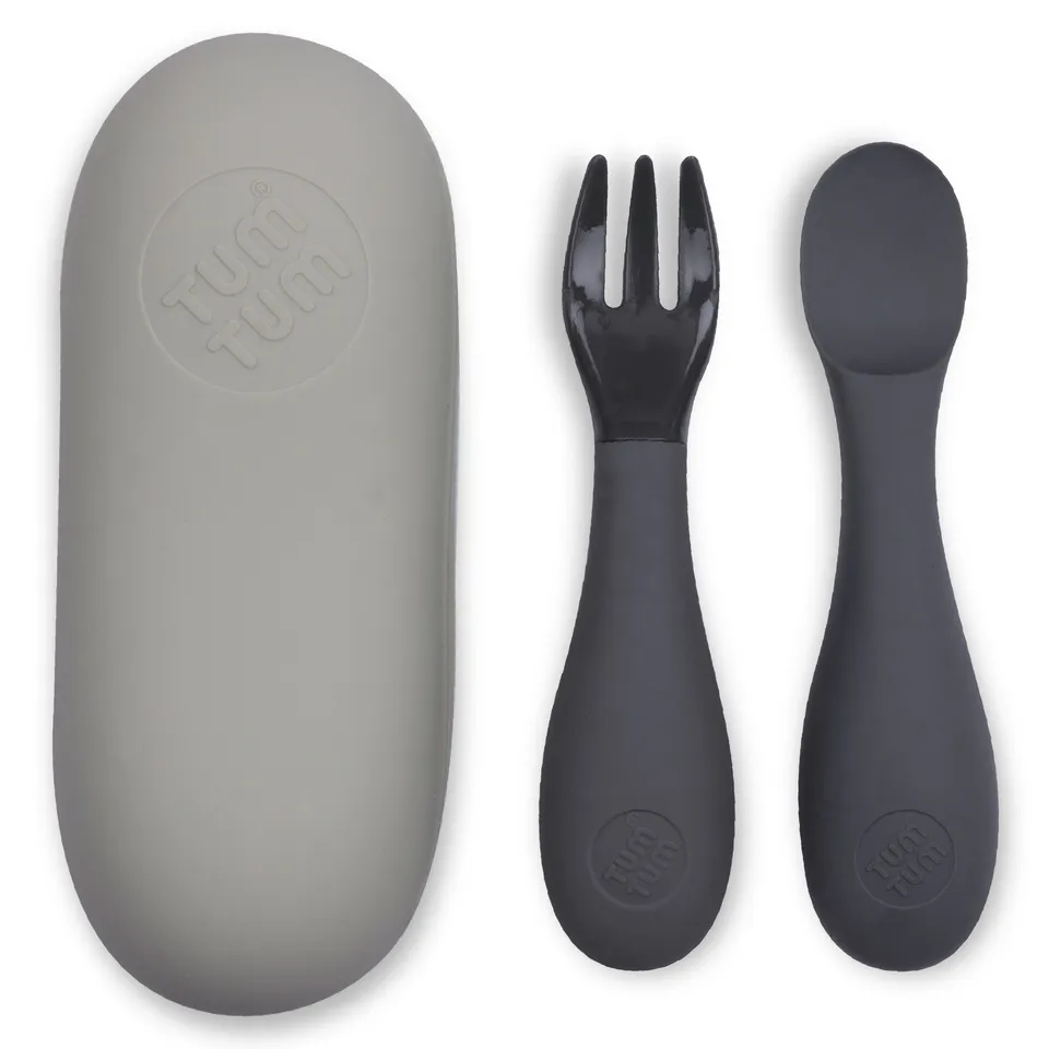 Tum Tum Cutlery couverts bébé gris avec étui de voyage