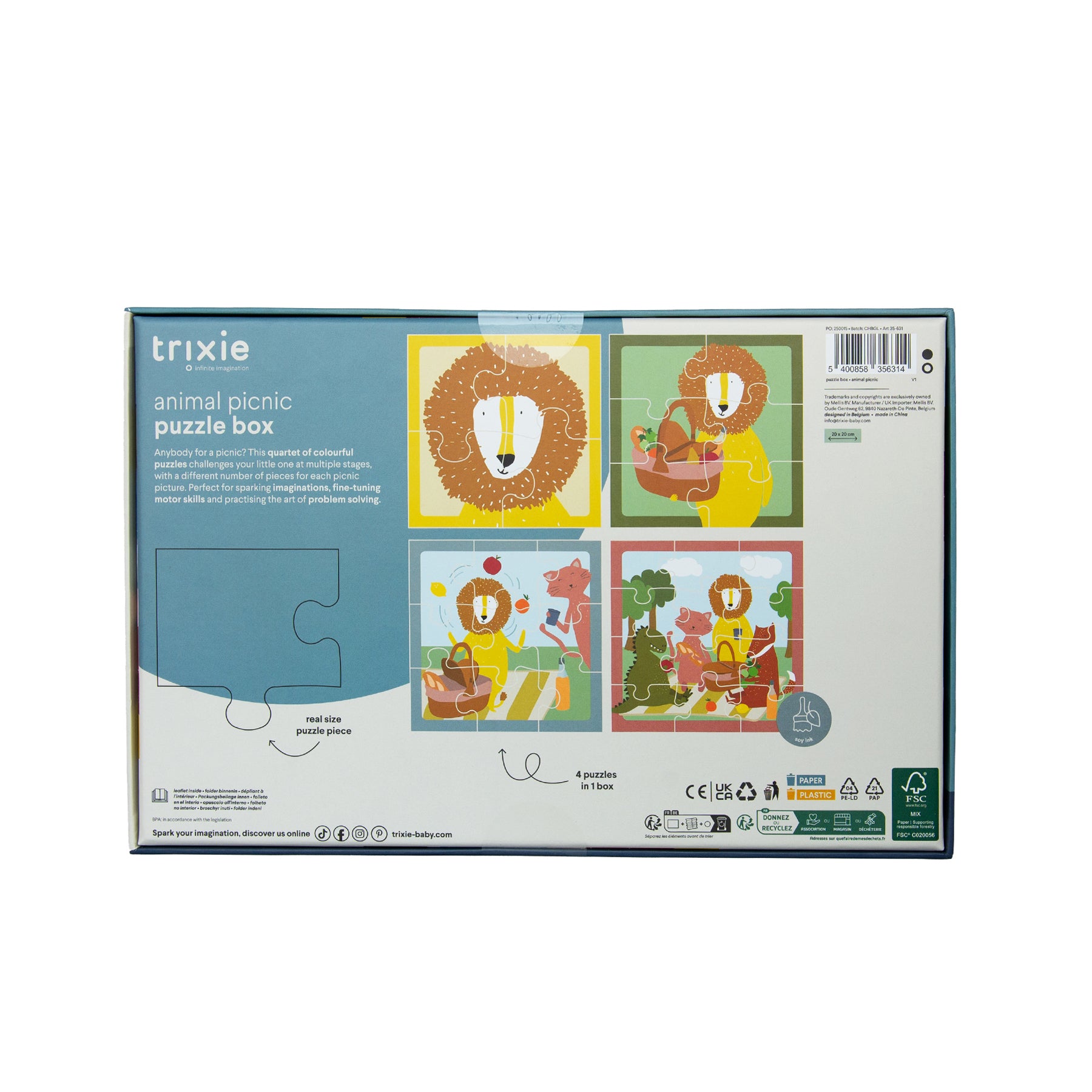 Trixie Baby Pique-nique des animaux boîte à puzzles 4 puzzles