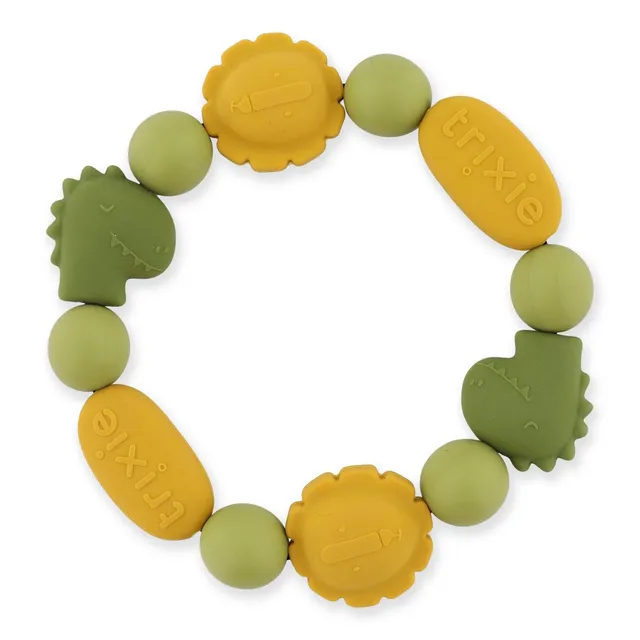 Trixie Baby Premiers jouets Bracelet de dentition en silicone Mr. Dino & Mr. Lion