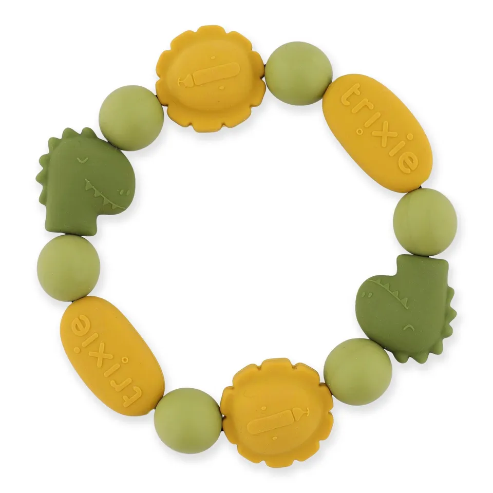 Trixie Baby Premiers jouets Bracelet de dentition en silicone Mr. Dino & Mr. Lion