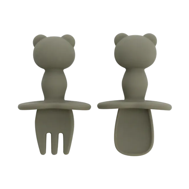 Baby-Crea Vaisselle Bébé Couvert pour Bébé en Silicone couvert rouge tomette DME