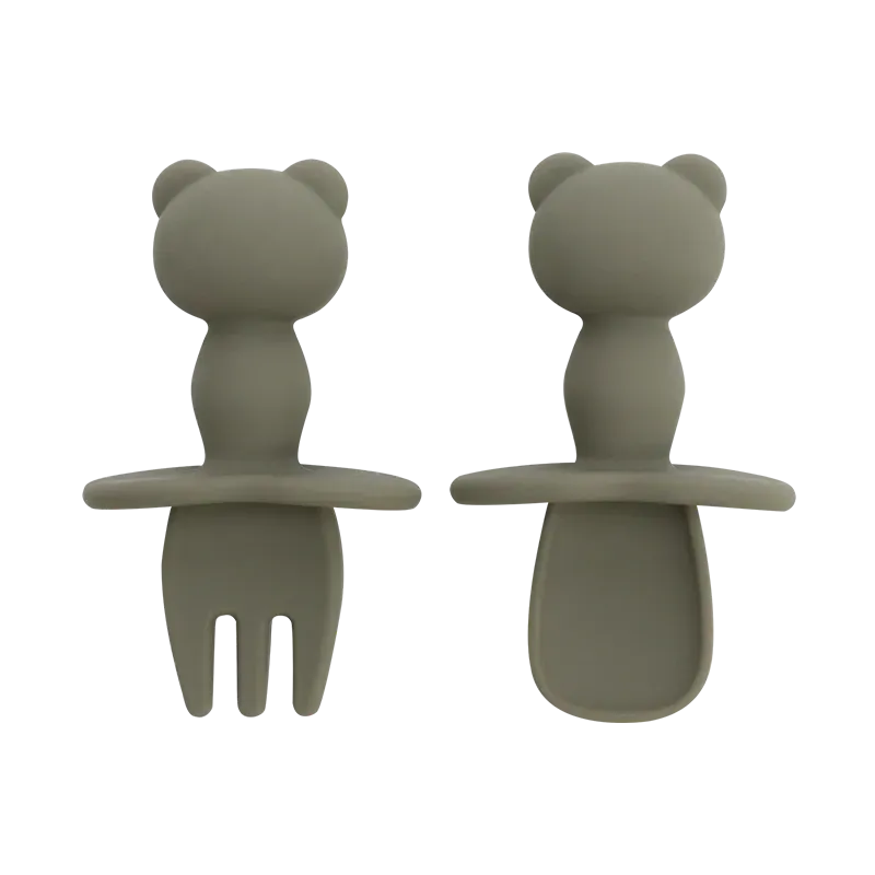 Baby-Crea Vaisselle Bébé Couvert pour Bébé en Silicone couvert rouge tomette DME
