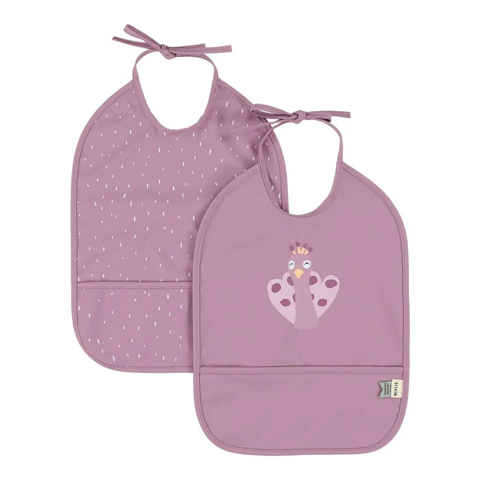 Trixie Baby Bavoirs Bavoir 2 pièces imperméable Mrs. Peacock polyester recyclé