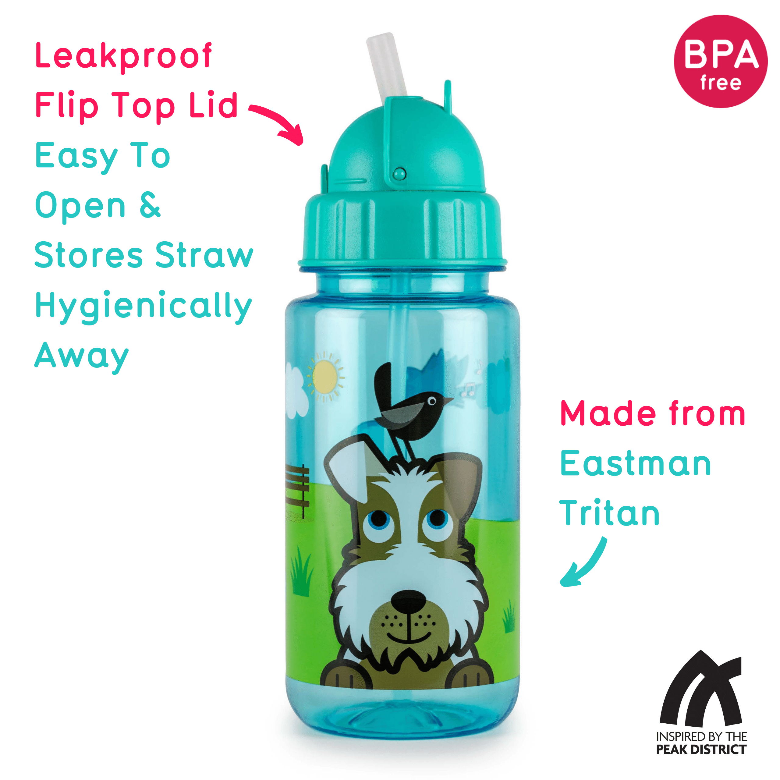 Tum Tum Water Bottles Scruff the Dog gourde 400 ml à paille