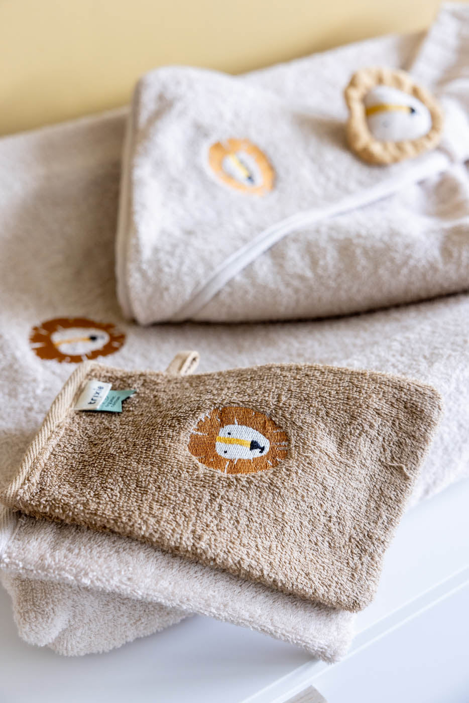 Trixie Baby Gants de toilette Aura Lion 2 pièces coton bio