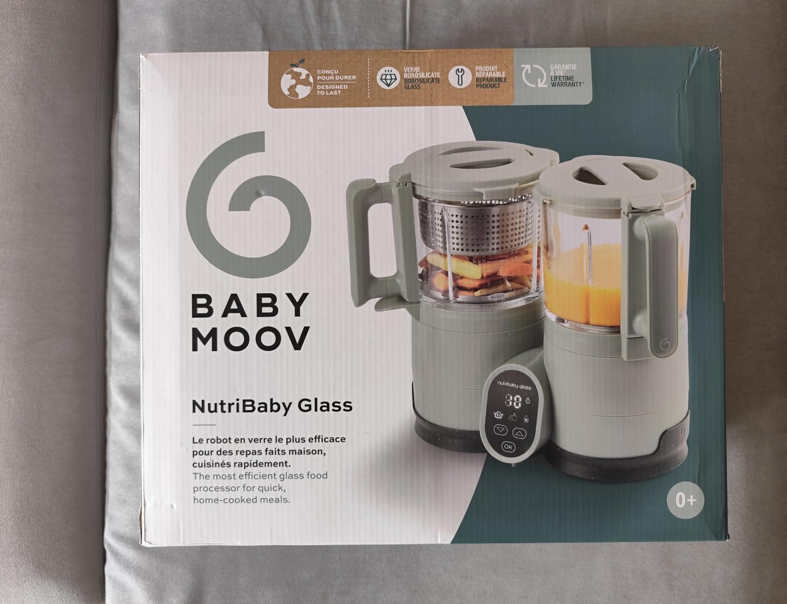Babymoov Nutribaby Glass robot cuiseur bébé 1,9 L vert céladon