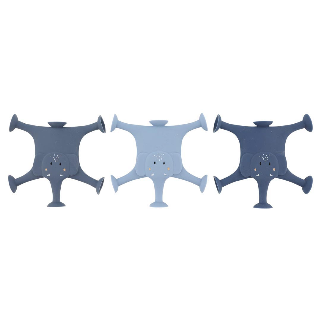 Trixie Baby Jouets sensoriels famille de Mrs. Elephant jouets de bain bleus 3 pièces