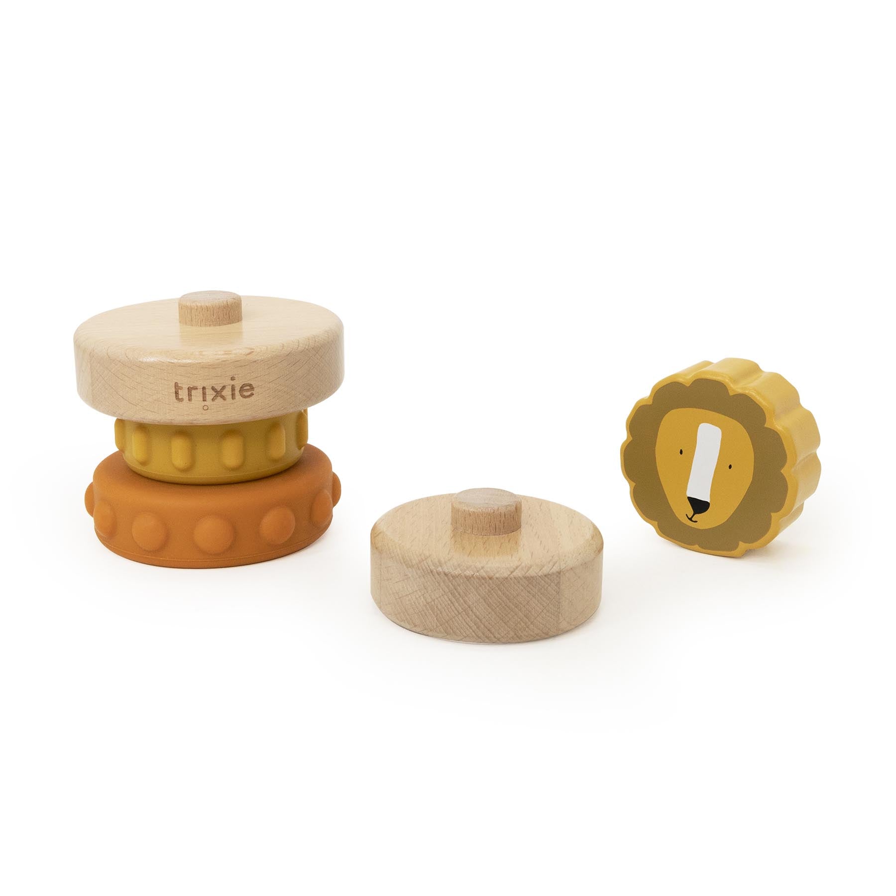 Trixie Baby Jouets à empiler Mr. Lion tour à empiler bois et silicone