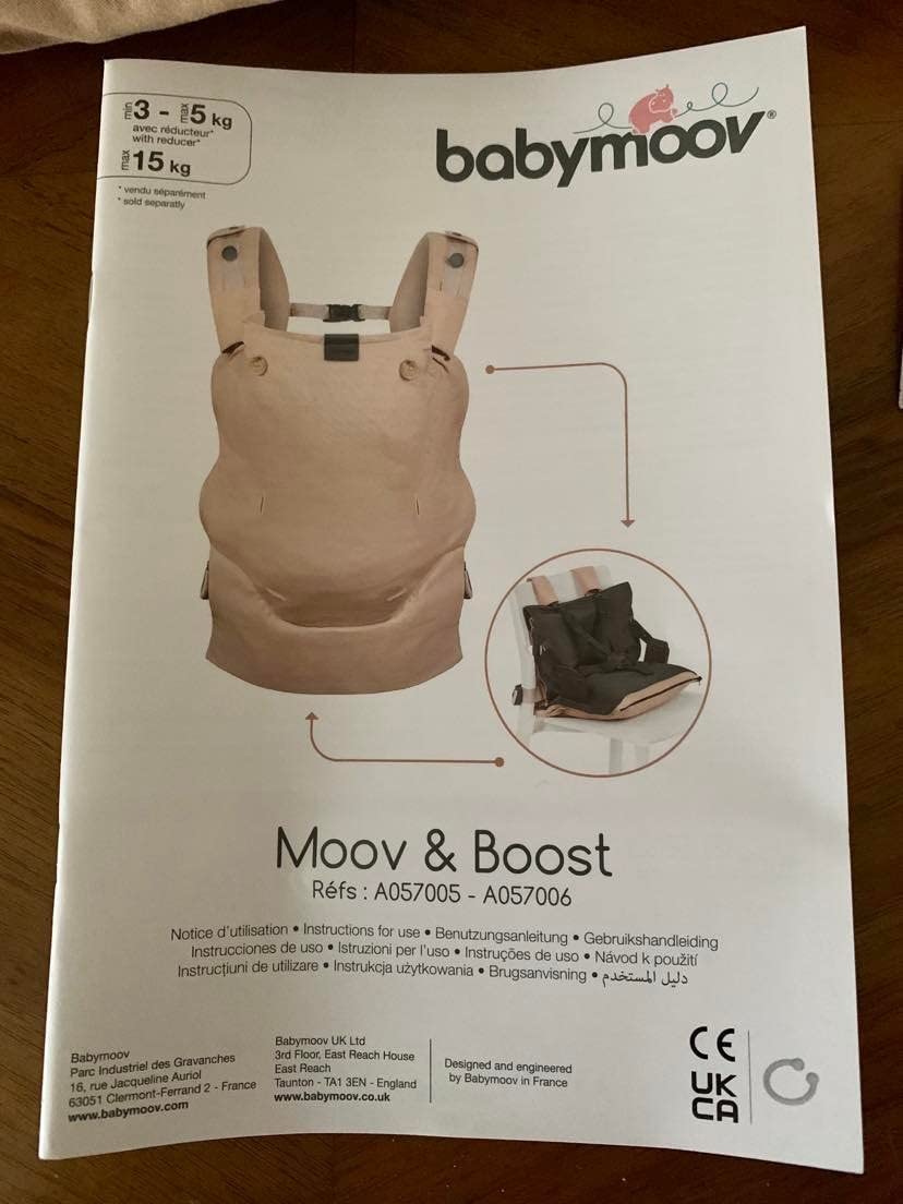 Babymoov Moov & Boost porte-bébé beige évolutif et réhausseur