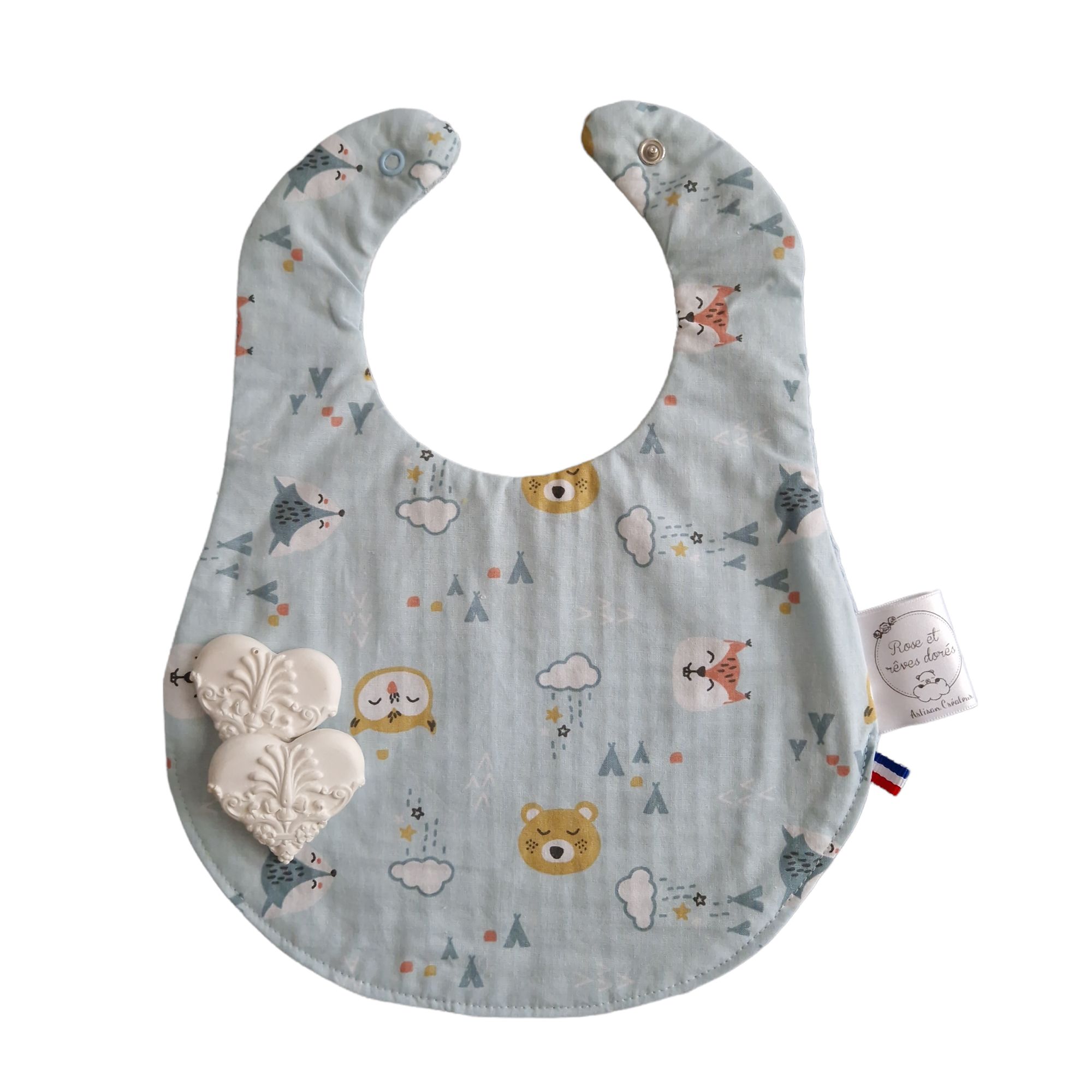 Rose et rêves dorés Bavoirs Petits animaux bavoir bébé coton