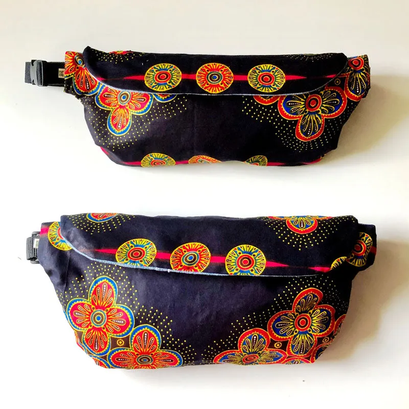 PIOLOU Le Sac Banane La banane wax noire et rouge sac banane PM coton