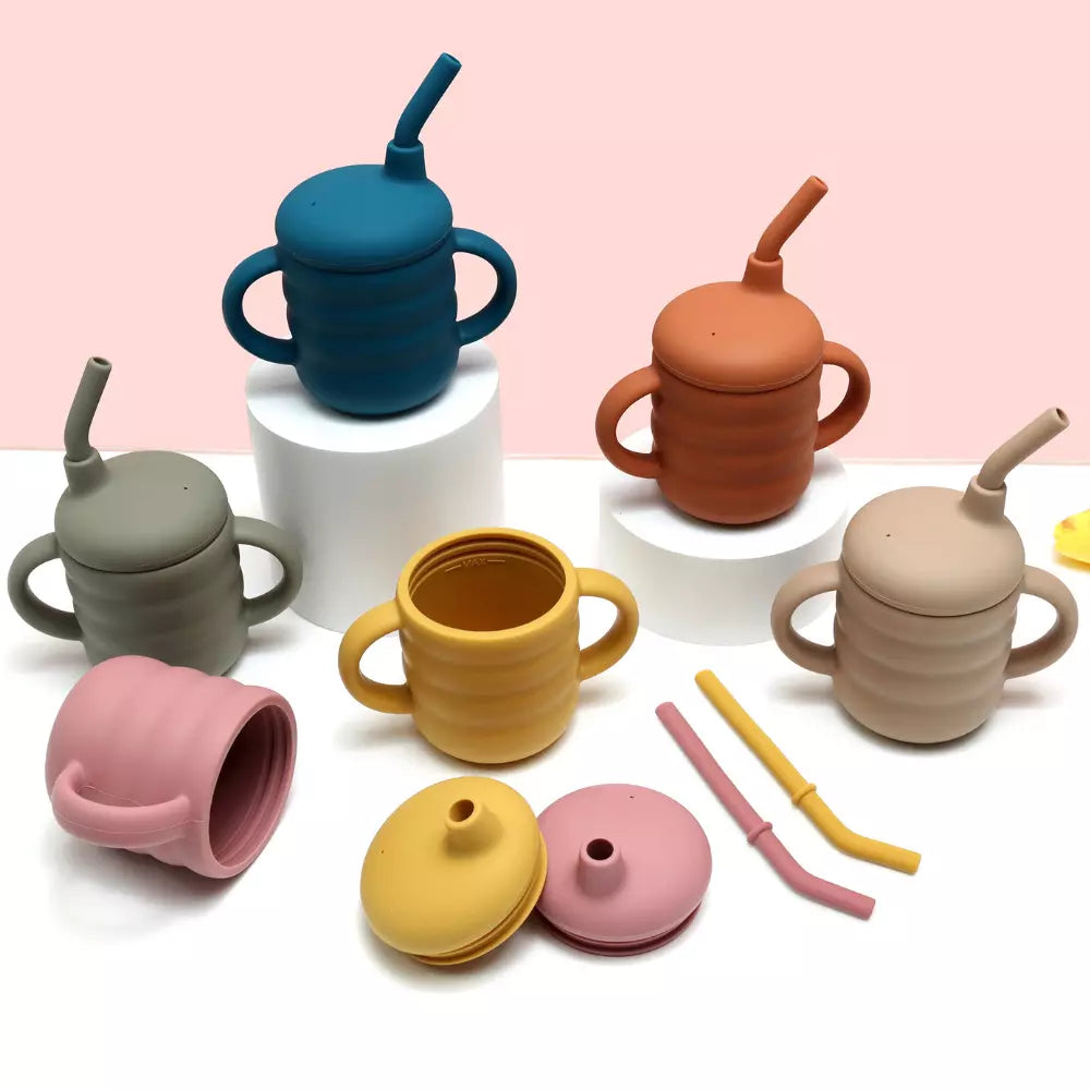 Baby-Crea Vaisselle Bébé tasse d’apprentissage rouge tomette anti-fuite
