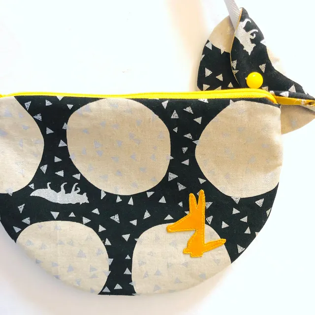PIOLOU Le Sac Fillette sac à main enfant n&b moutarde argenté avec porte-monnaie