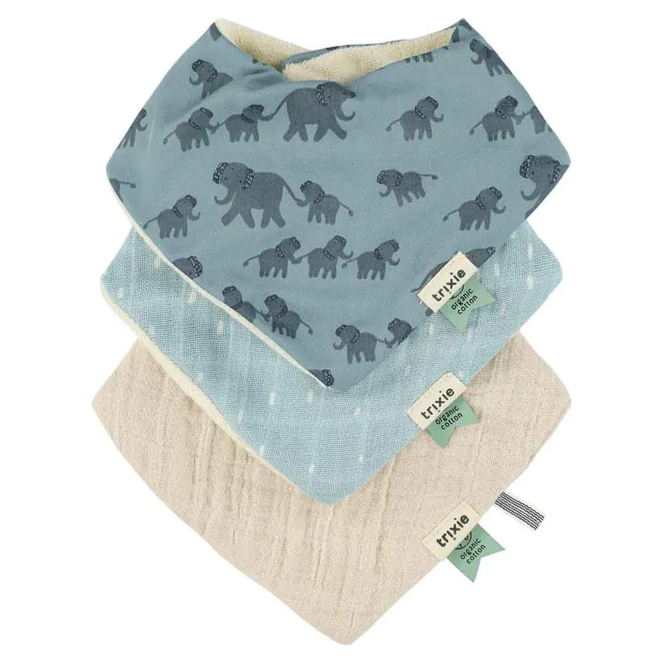 Trixie Baby Bavoirs Bavoir bandana 3-pack mix Enchanting Elephant