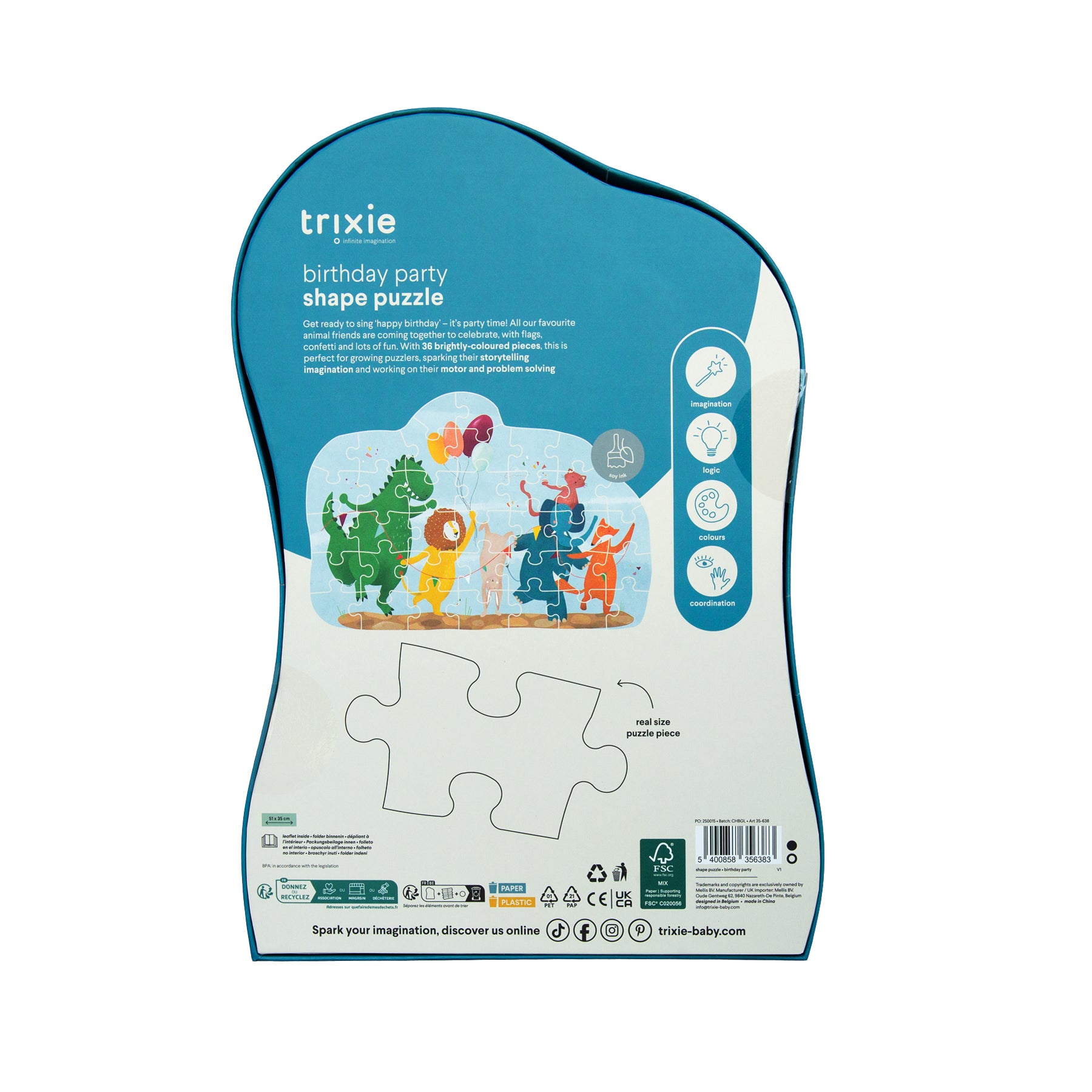 Trixie Baby Jeux, puzzles & livres Fête d'anniversaire puzzle 36 pièces