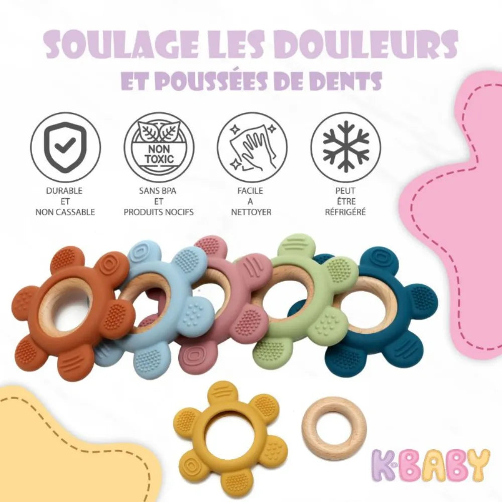 Baby-Crea Coffret naissance personnalisé Attache tétine et anneau rose pâle