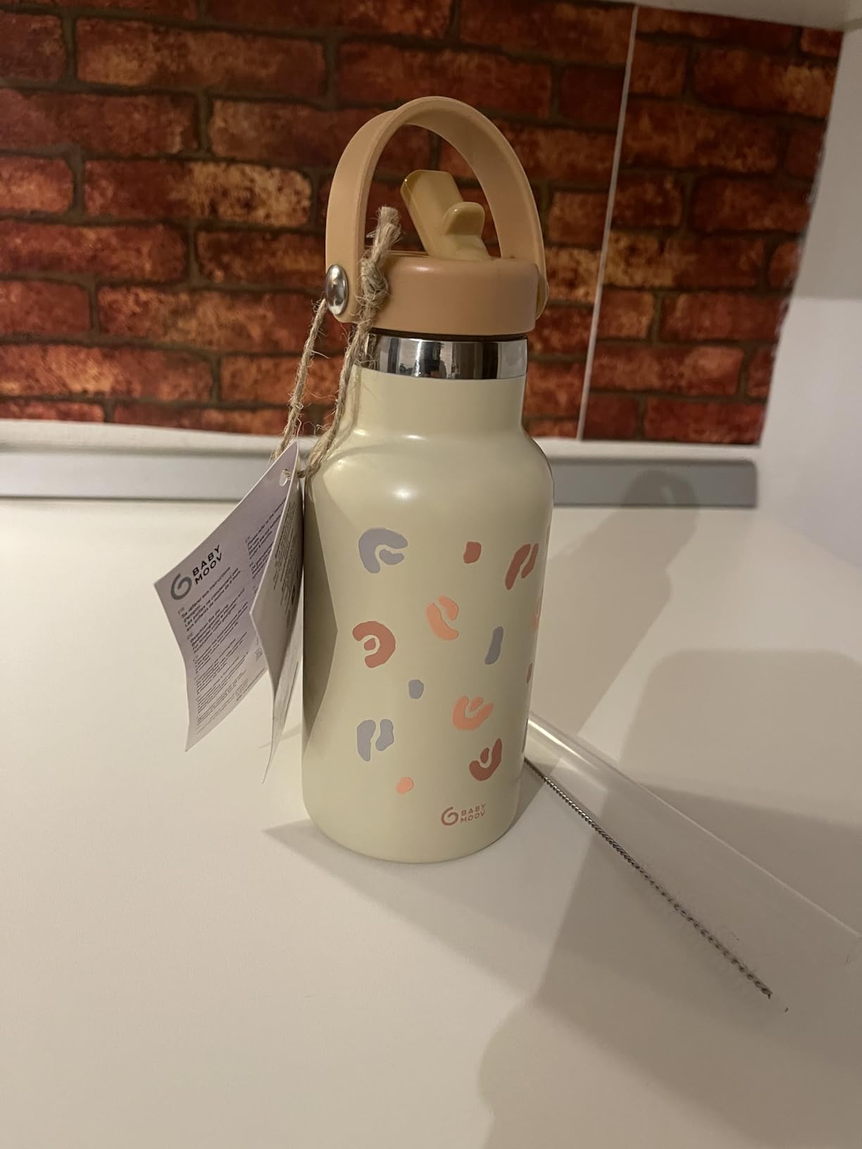 Babymoov gourde enfant isotherme inox 350 ml avec paille