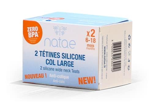 Natae Tétines tétine col large silicone 6-18 mois à 3 débits