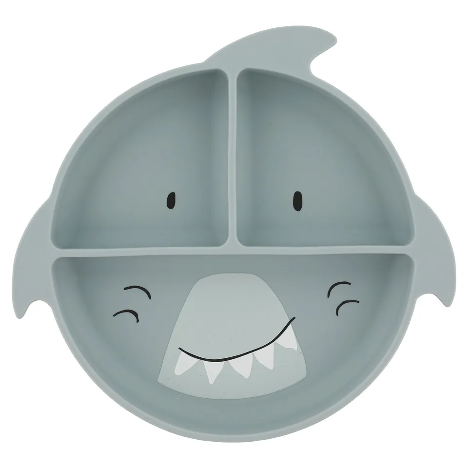 Trixie Baby Vaisselle Assiette avec ventouse en silicone et compartiments Mr. Shark
